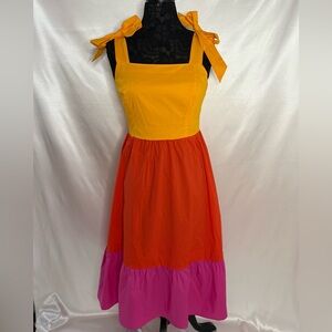 Colorful  Dress with Bow Straps